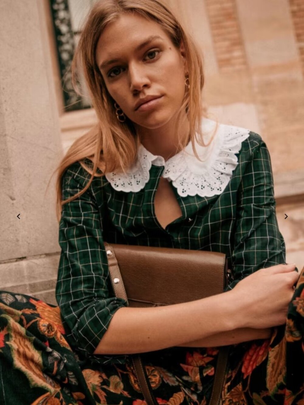 Sezane Phoebe Shirt in Green Tartan